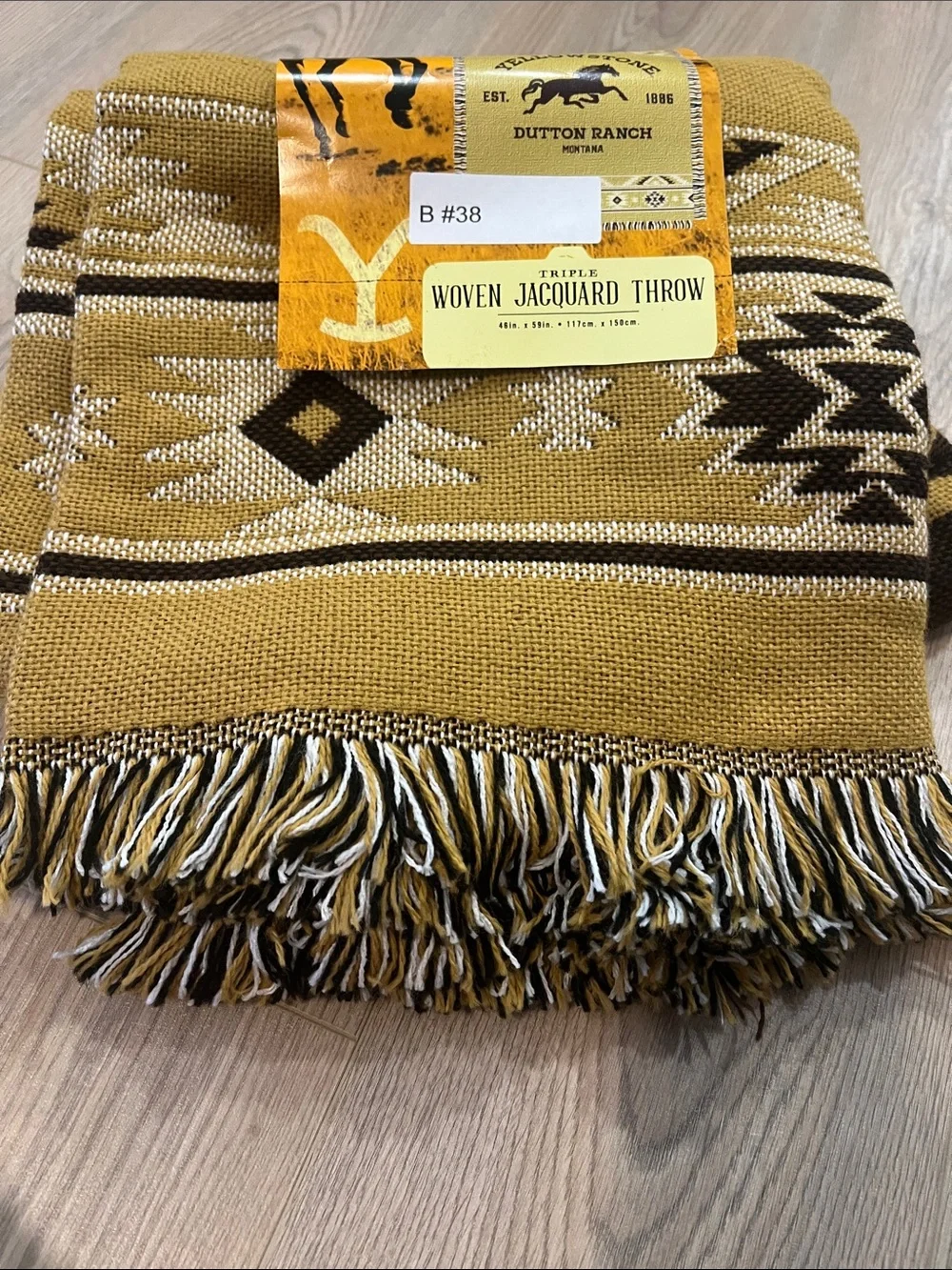 Yellowstone Dutton Ranch Woven Jacquard Throw - Mustard Yellow